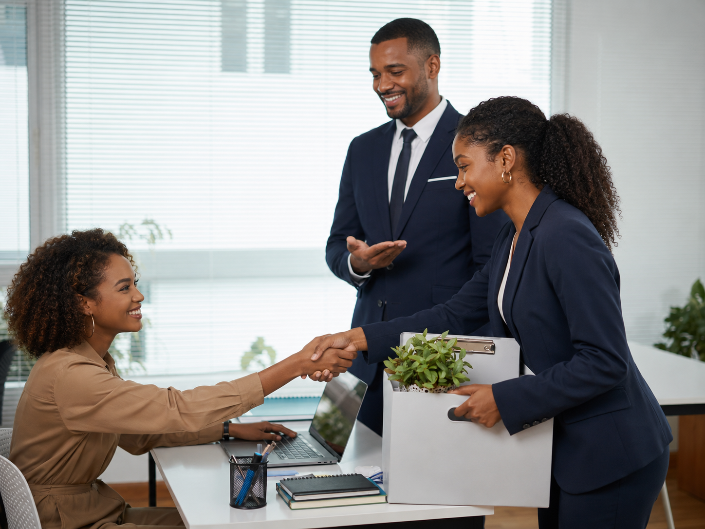 Consultants welcoming a client